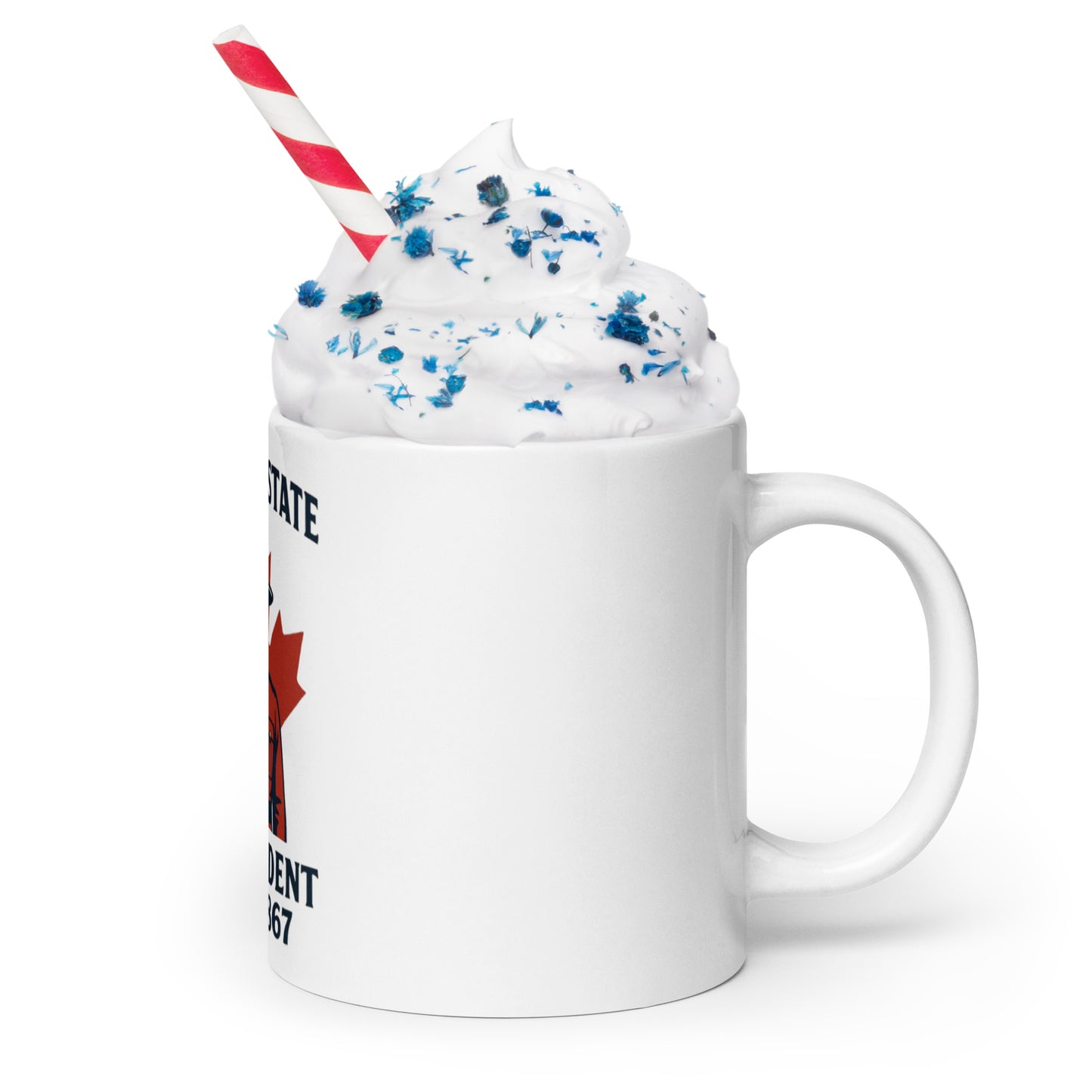 Not 51st State Mountie White glossy mug from Rare Plus Apparel – unique movie & pop culture inspired design.