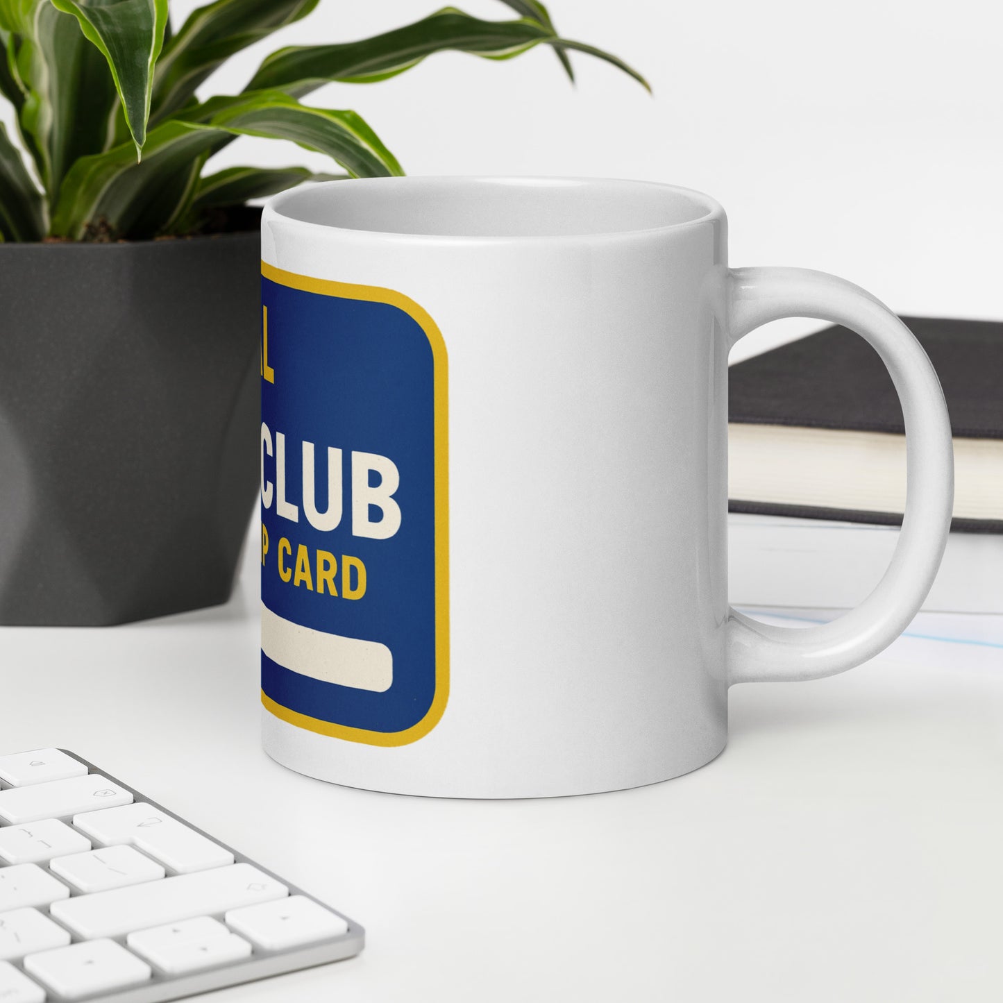 Physical Media Club White glossy mug from Rare Plus Apparel – unique movie & pop culture inspired design.