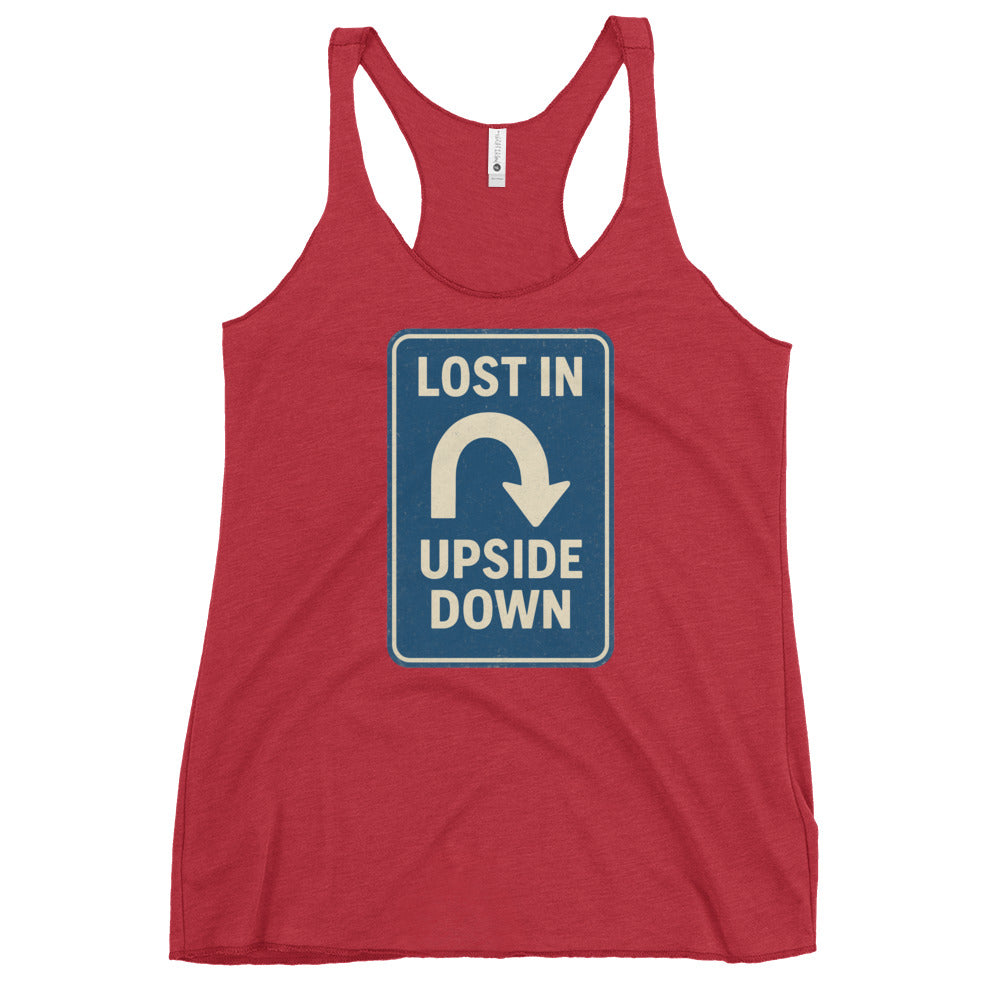 Lost in the Upside Down Women's Racerback Tank from Rare Plus Apparel – unique movie & pop culture inspired design.