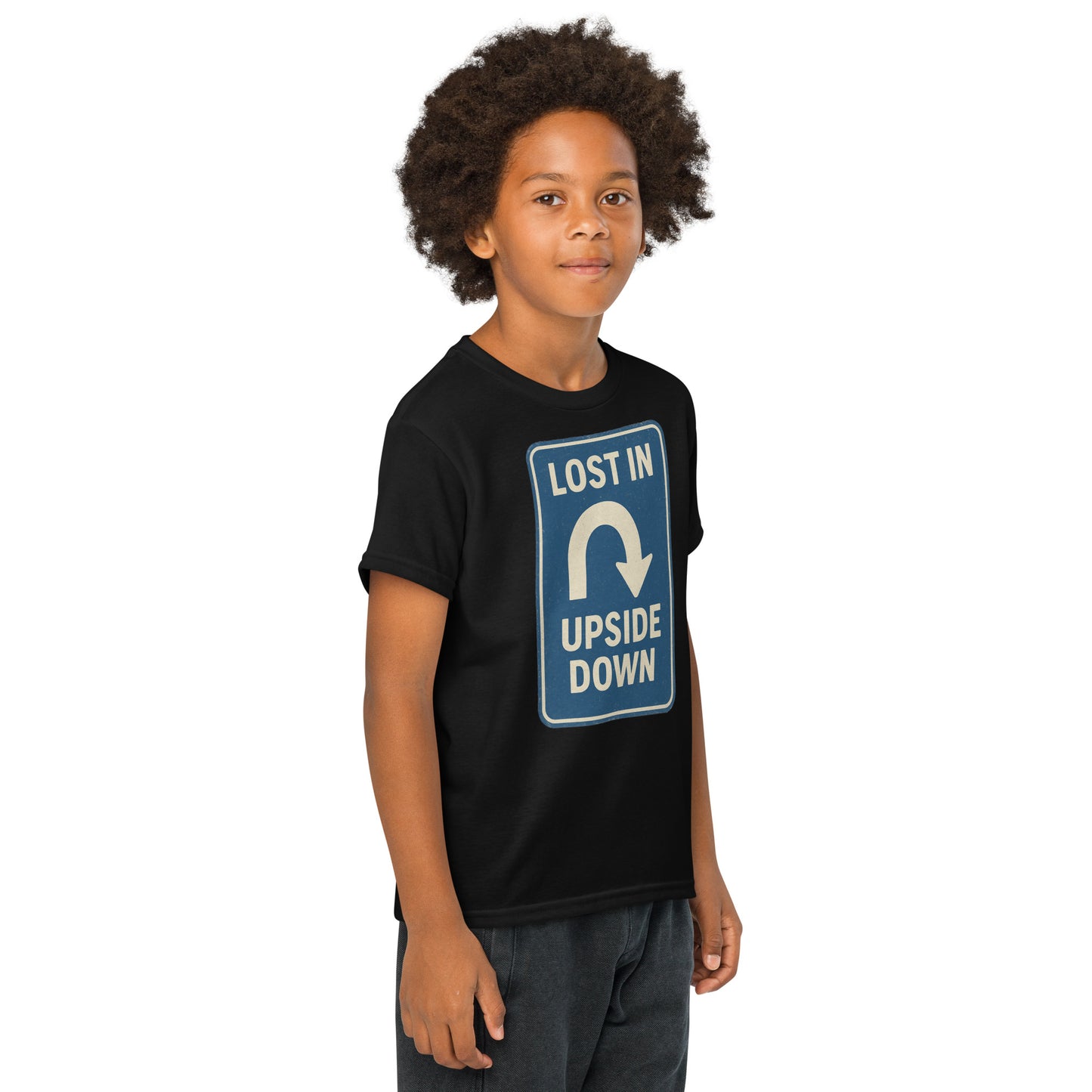 Lost in the Upside Down Youth t-shirt from Rare Plus Apparel – unique movie & pop culture inspired design.