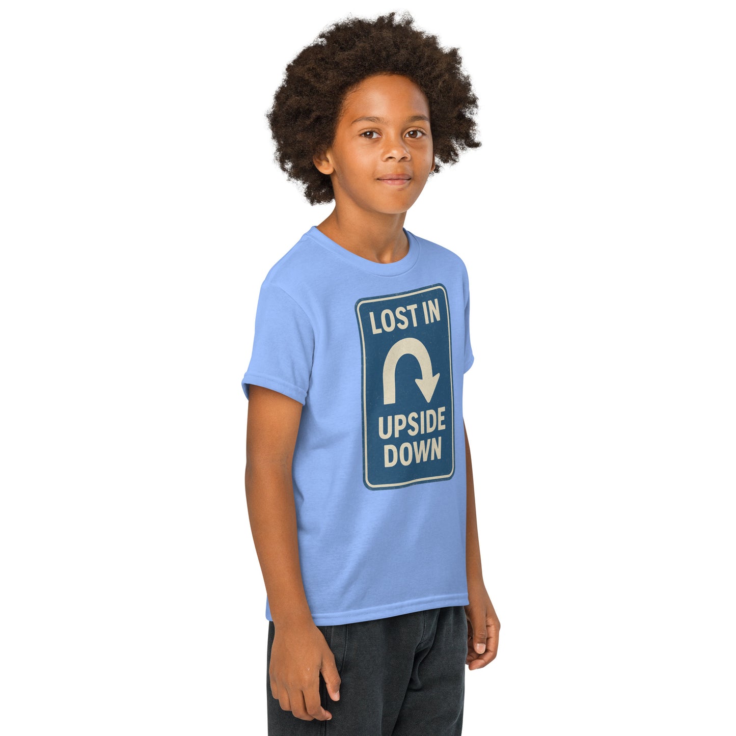 Lost in the Upside Down Youth t-shirt from Rare Plus Apparel – unique movie & pop culture inspired design.