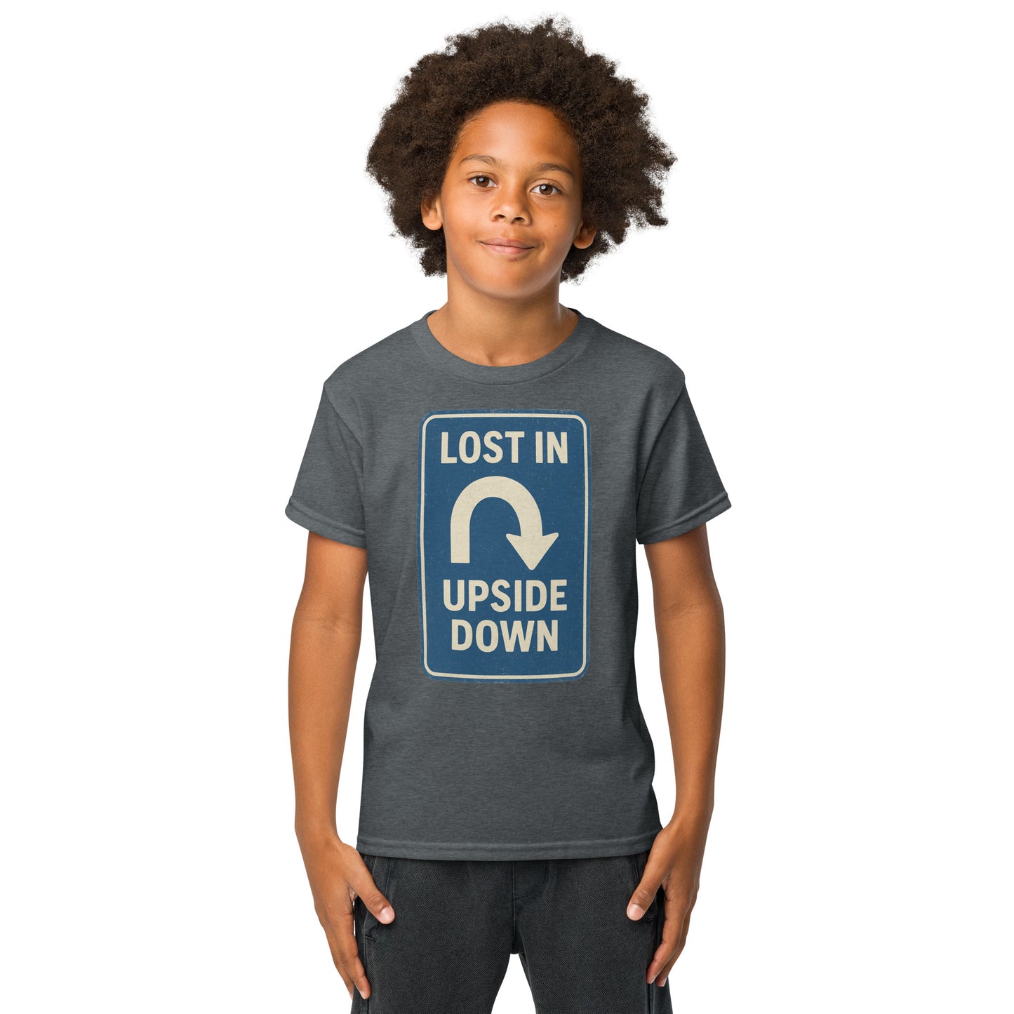 Lost in the Upside Down Youth t-shirt from Rare Plus Apparel – unique movie & pop culture inspired design.