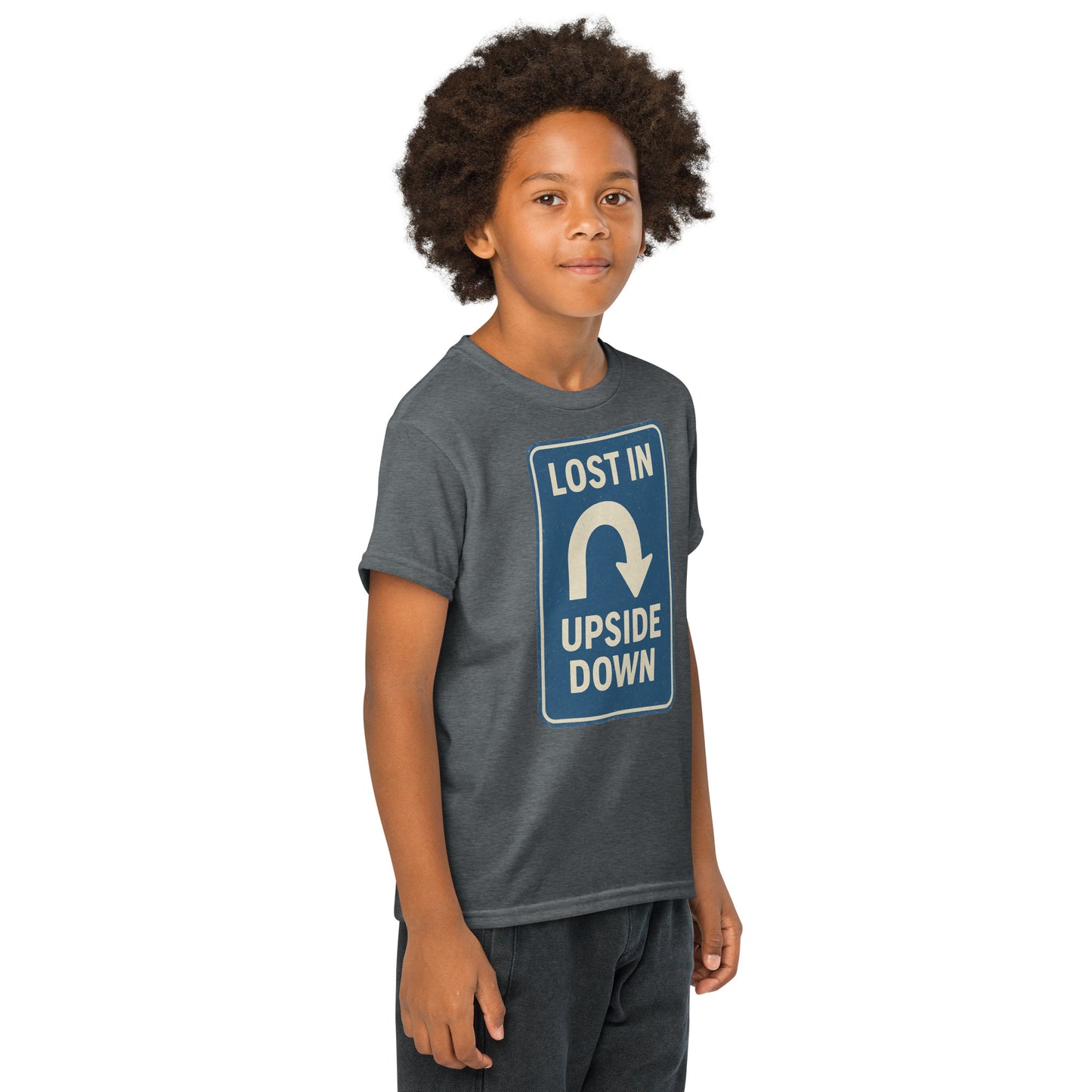 Lost in the Upside Down Youth t-shirt from Rare Plus Apparel – unique movie & pop culture inspired design.