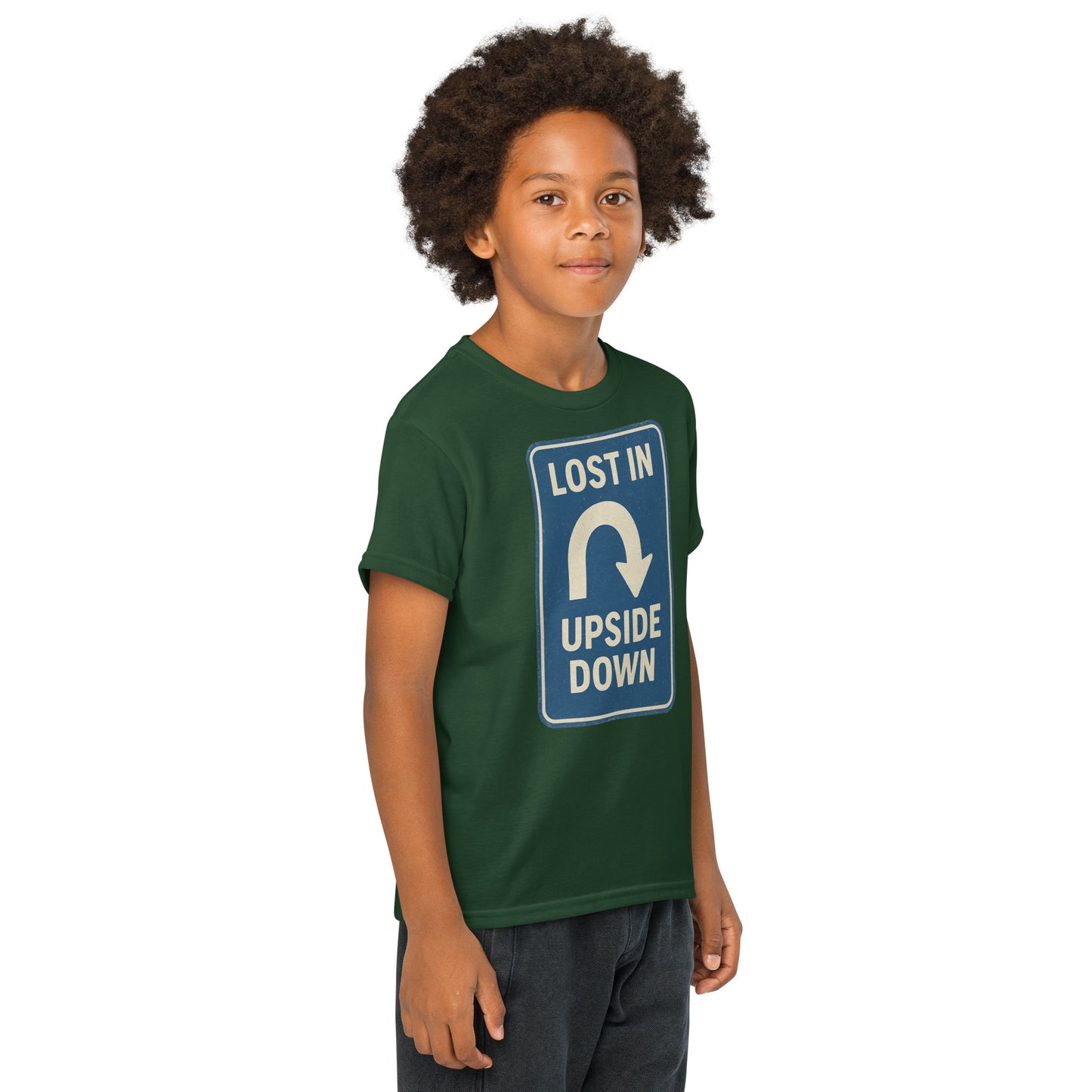 Lost in the Upside Down Youth t-shirt from Rare Plus Apparel – unique movie & pop culture inspired design.