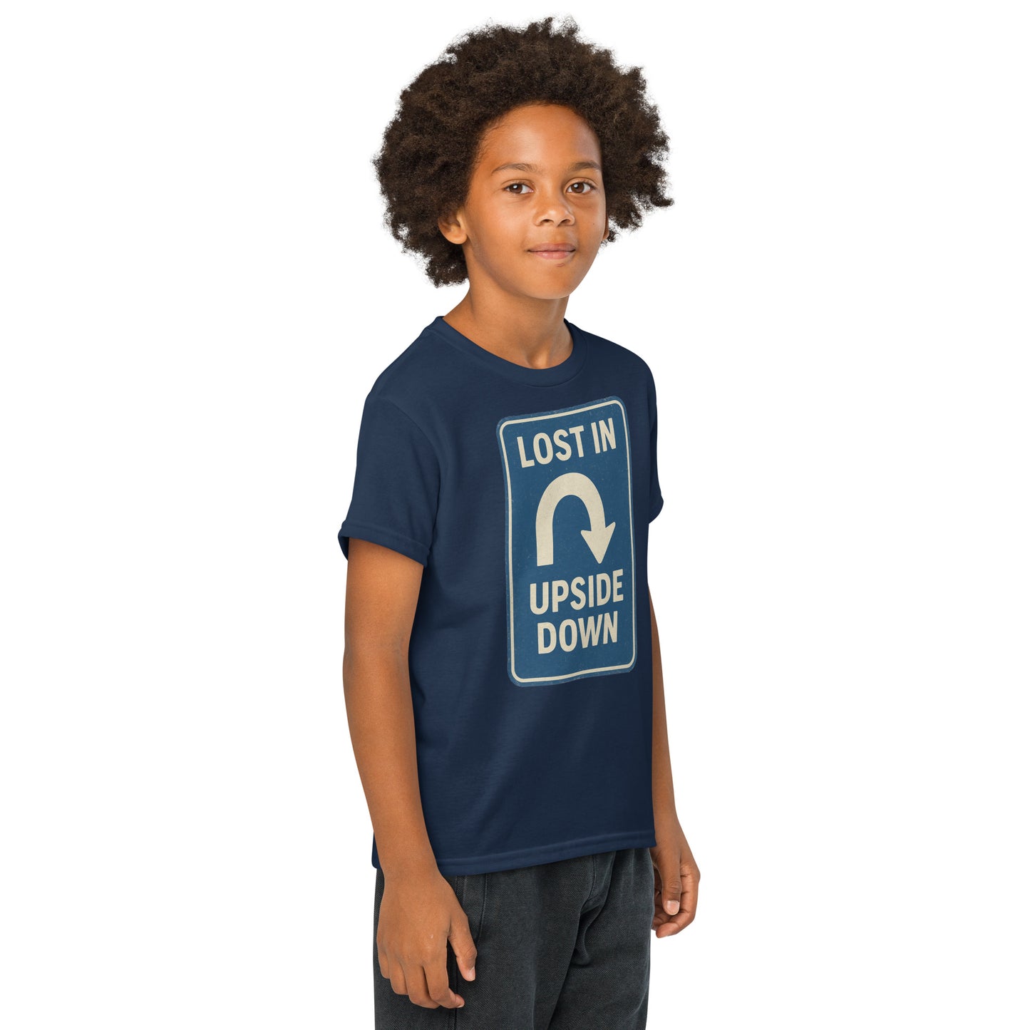 Lost in the Upside Down Youth t-shirt from Rare Plus Apparel – unique movie & pop culture inspired design.