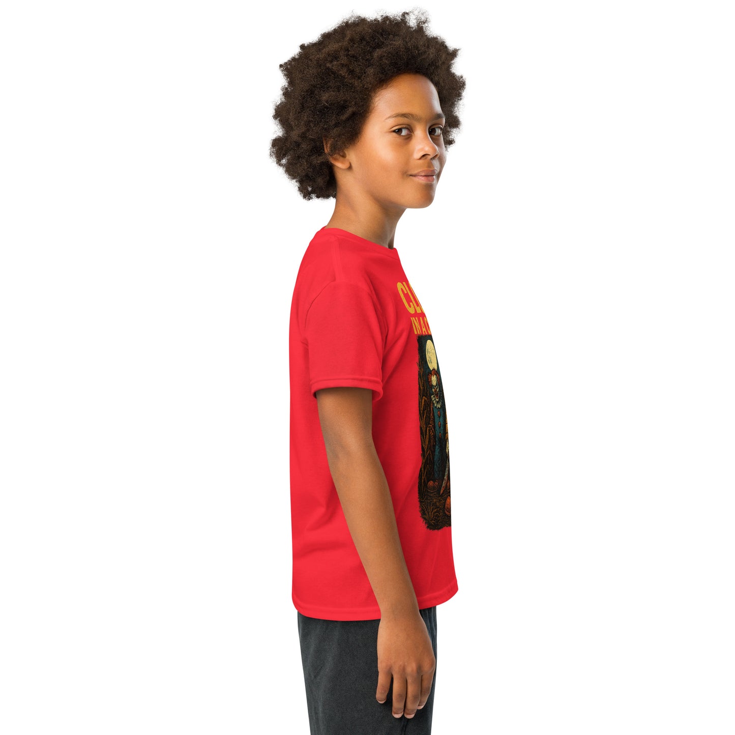 Clowns in a Cornfield Youth t-shirt from Rare Plus Apparel – unique movie & pop culture inspired design.