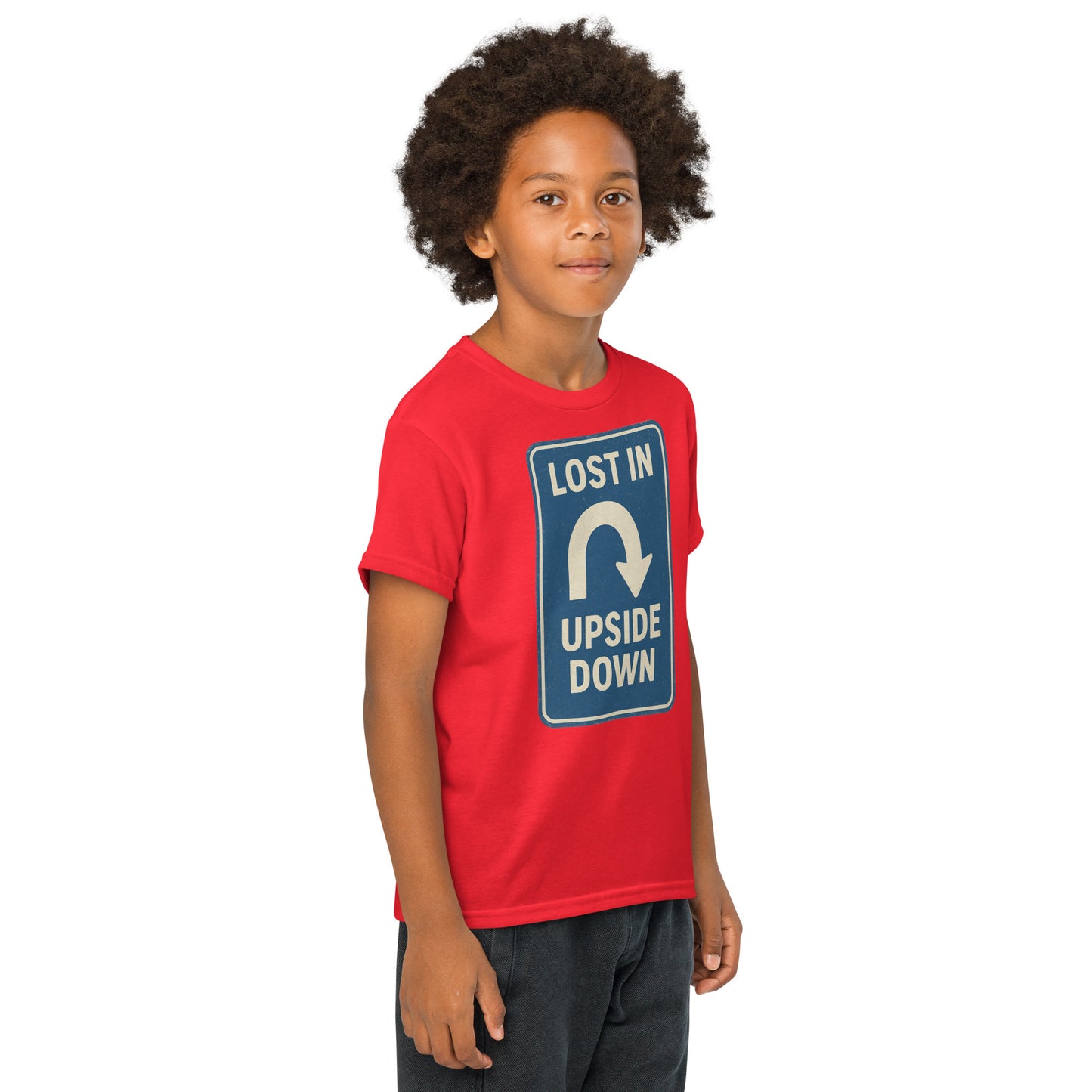 Lost in the Upside Down Youth t-shirt from Rare Plus Apparel – unique movie & pop culture inspired design.