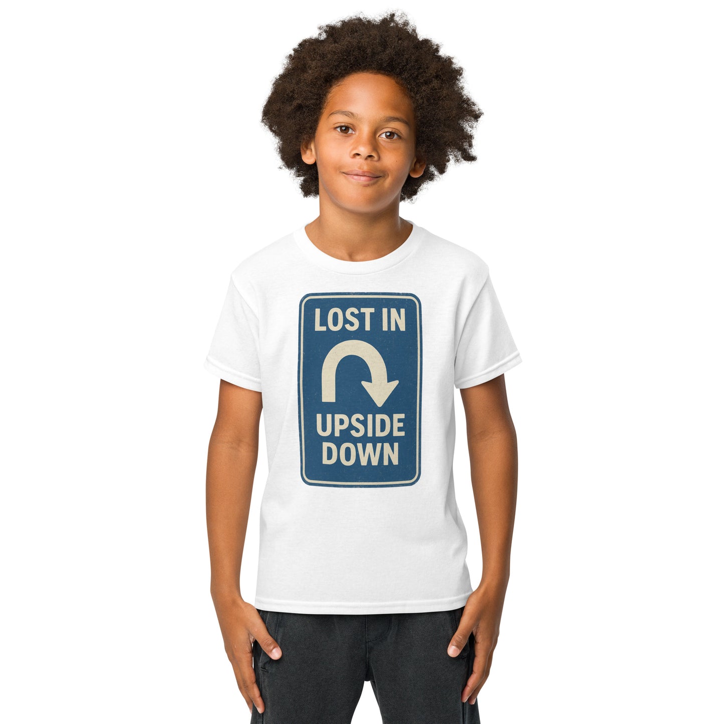 Lost in the Upside Down Youth t-shirt from Rare Plus Apparel – unique movie & pop culture inspired design.