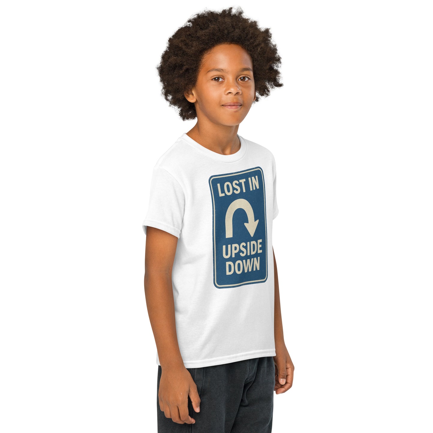 Lost in the Upside Down Youth t-shirt from Rare Plus Apparel – unique movie & pop culture inspired design.
