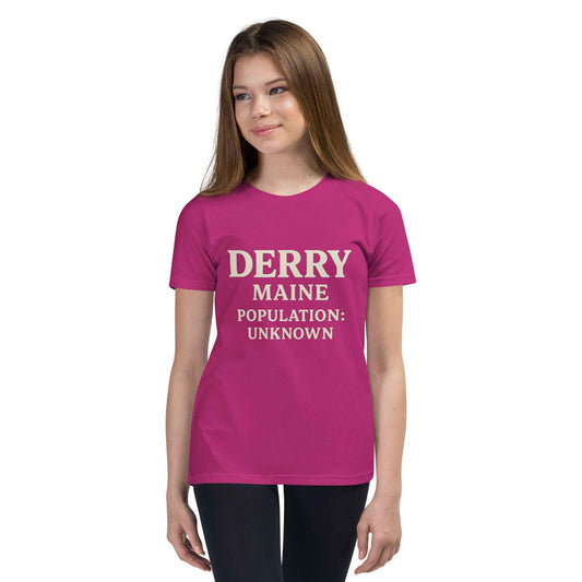 Derry Maine — Population: Unknown Youth Short Sleeve T-Shirt