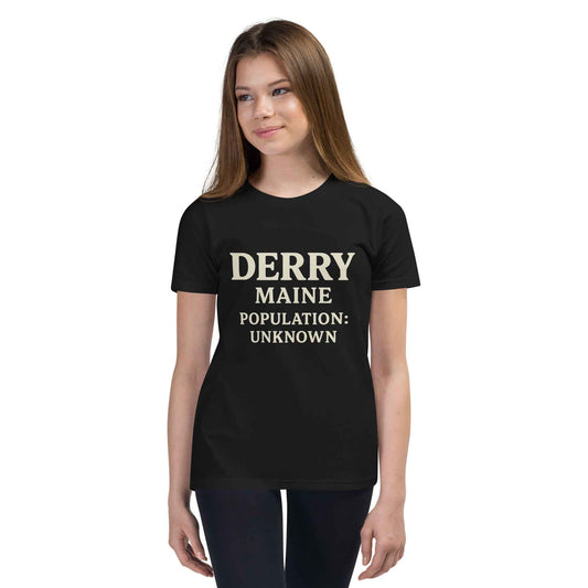 Derry Maine — Population: Unknown Youth Short Sleeve T-Shirt