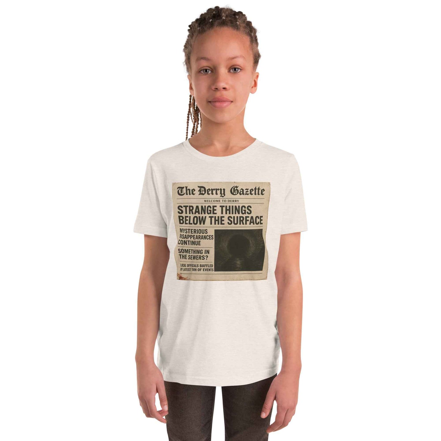 The Derry Gazette “Strange Things Below the Surface” Youth Short Sleeve T-Shirt