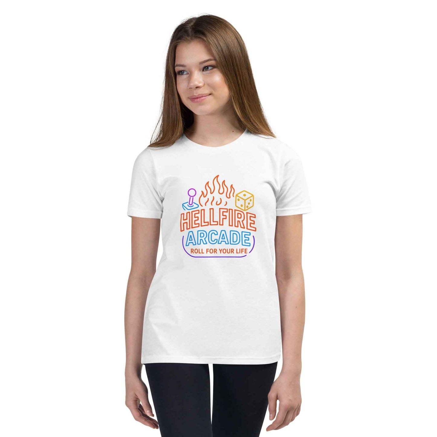 Hellfire Arcade — Hawkins’ Premier Gaming Den Youth Short Sleeve T-Shirt