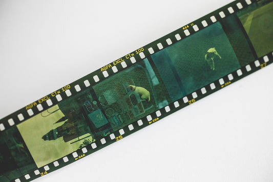 a film strip with a picture of a man on it