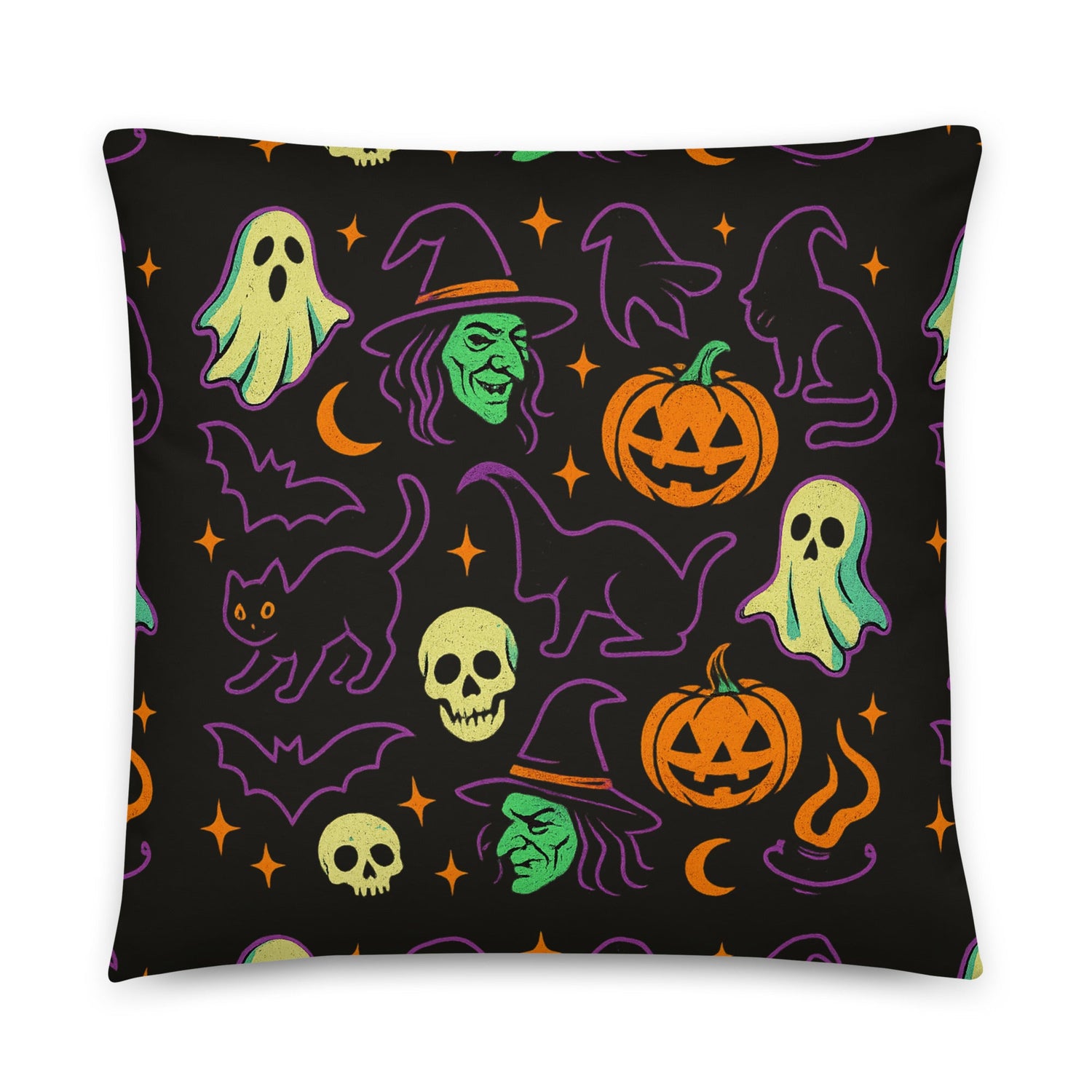Decorative Halloween throw pillow featuring Rare Plus Apparel artwork