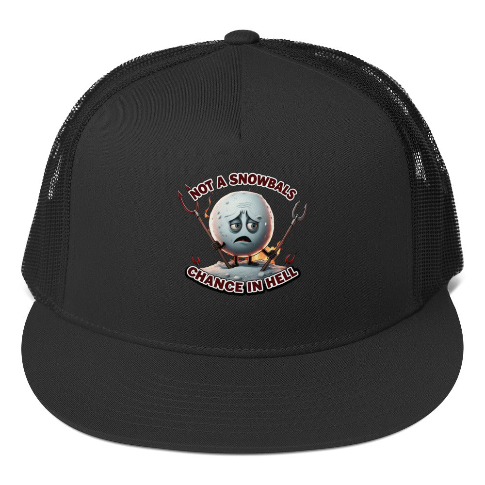 Not a Snowball’s Chance in Hell Trucker Cap  from Rare Plus Apparel – unique movie & pop culture inspired design.