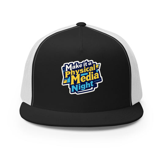 Make it a Physical Media Night Trucker Cap  from Rare Plus Apparel – unique movie & pop culture inspired design.