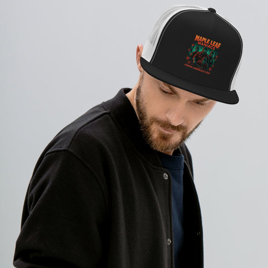 Maple Leaf Maniacs Trucker Cap  from Rare Plus Apparel – unique movie & pop culture inspired design.