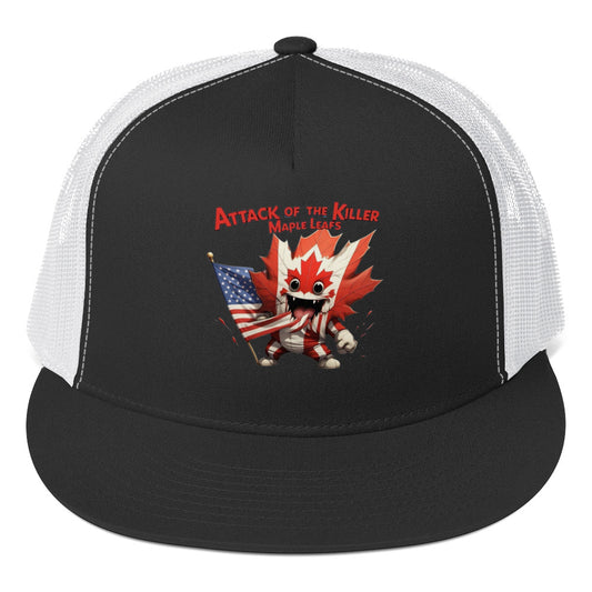 Maple Mayhem Trucker Cap  from Rare Plus Apparel – unique movie & pop culture inspired design.