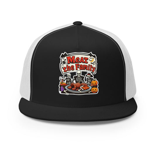 Meat The Family Trucker Cap  from Rare Plus Apparel – unique movie & pop culture inspired design.