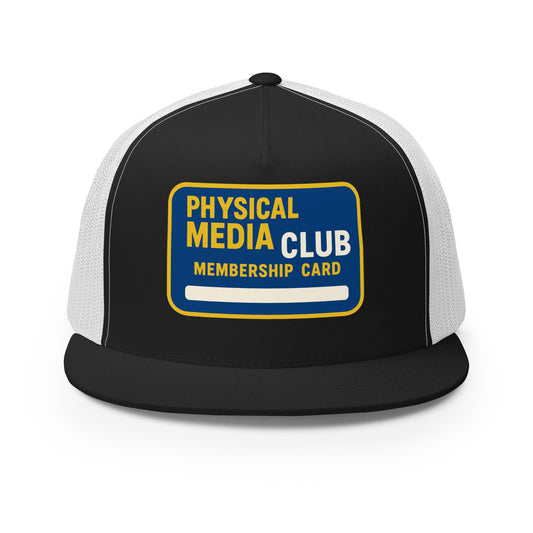 Physical Media Club Trucker Cap  from Rare Plus Apparel – unique movie & pop culture inspired design.