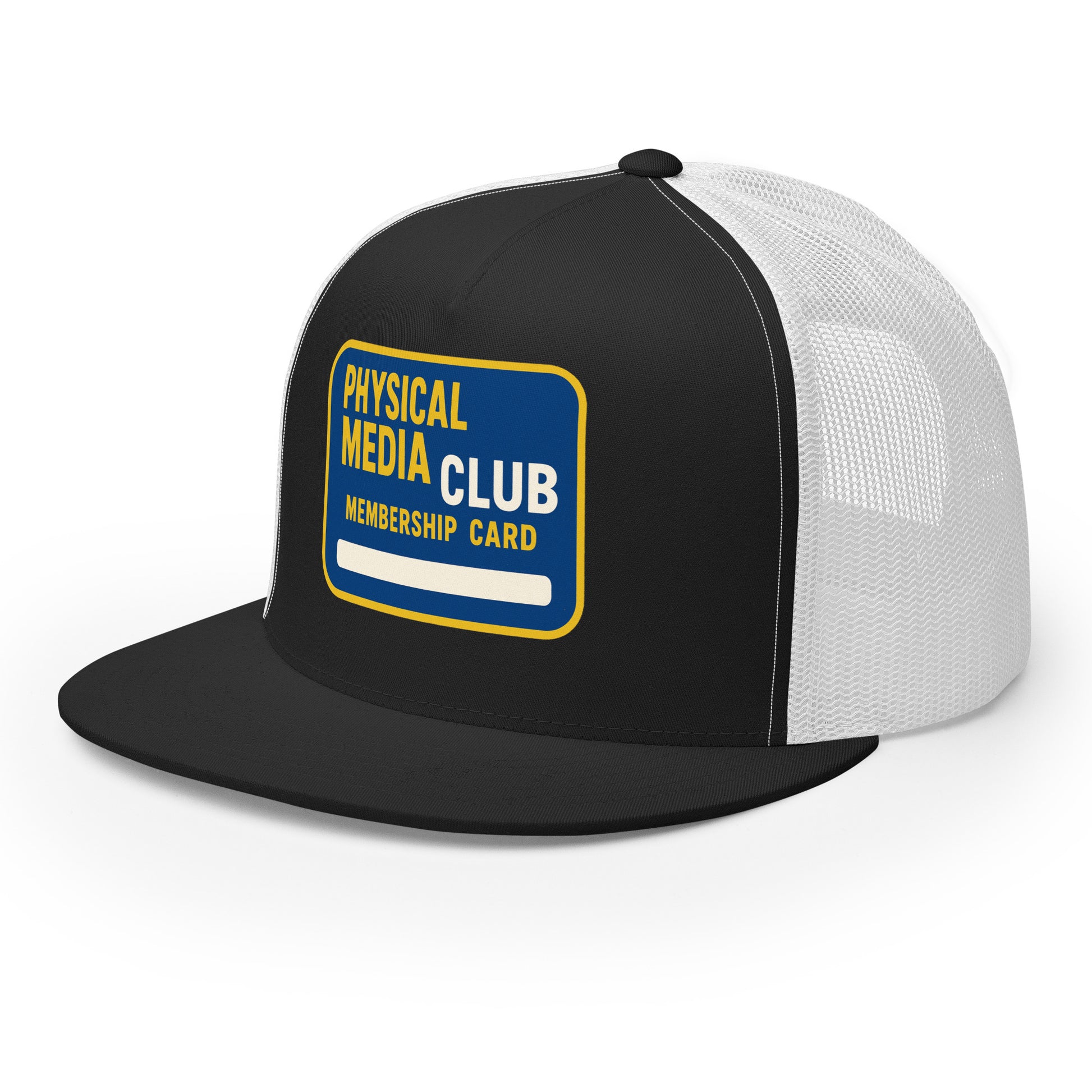 Physical Media Club Trucker Cap  from Rare Plus Apparel – unique movie & pop culture inspired design.