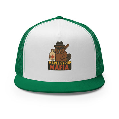 Maple Syrup Mafia Trucker Cap  from Rare Plus Apparel – unique movie & pop culture inspired design.