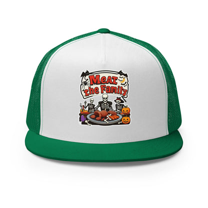 Meat The Family Trucker Cap  from Rare Plus Apparel – unique movie & pop culture inspired design.