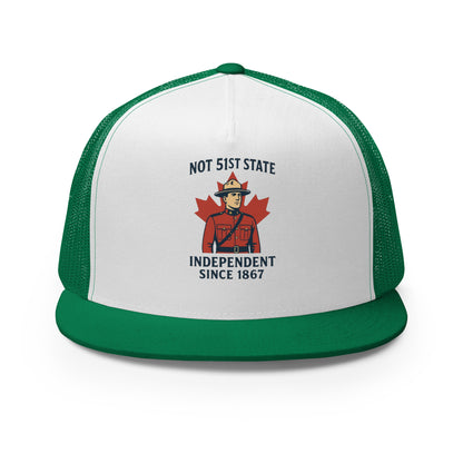 Not 51st State Mountie Trucker Cap  from Rare Plus Apparel – unique movie & pop culture inspired design.