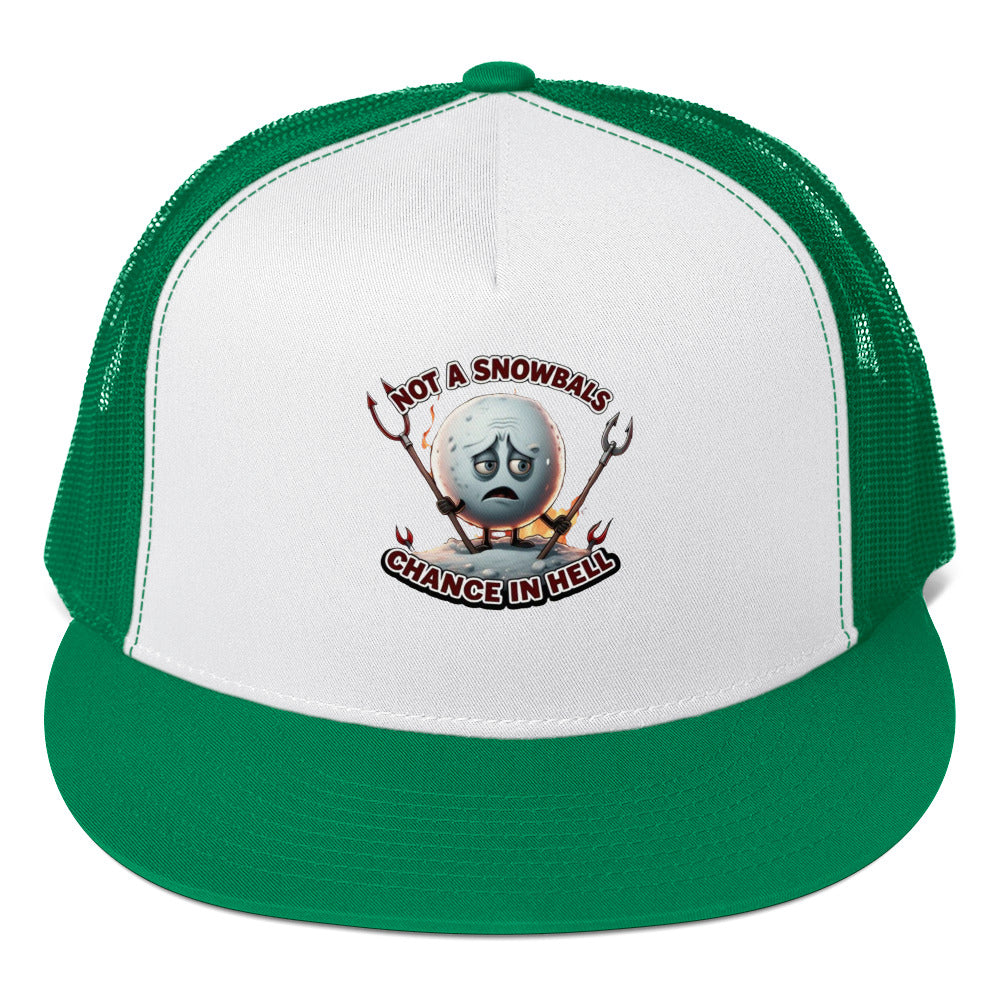 Not a Snowball’s Chance in Hell Trucker Cap  from Rare Plus Apparel – unique movie & pop culture inspired design.