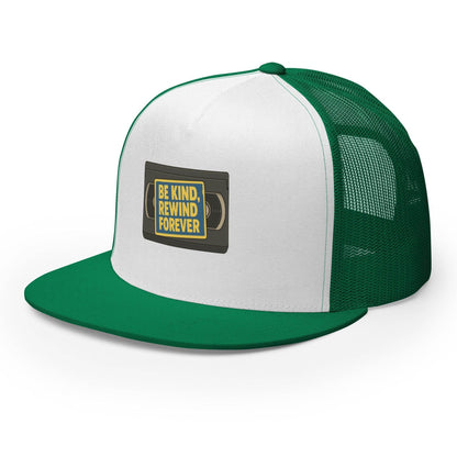 Be Kind, Rewind Forever Trucker Cap  from Rare Plus Apparel – unique movie & pop culture inspired design.