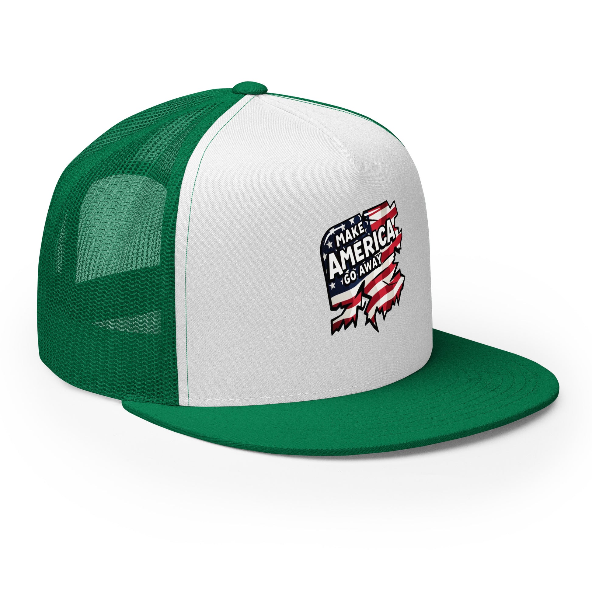 MAGA “Make America Go Away” Trucker Cap  from Rare Plus Apparel – unique movie & pop culture inspired design.
