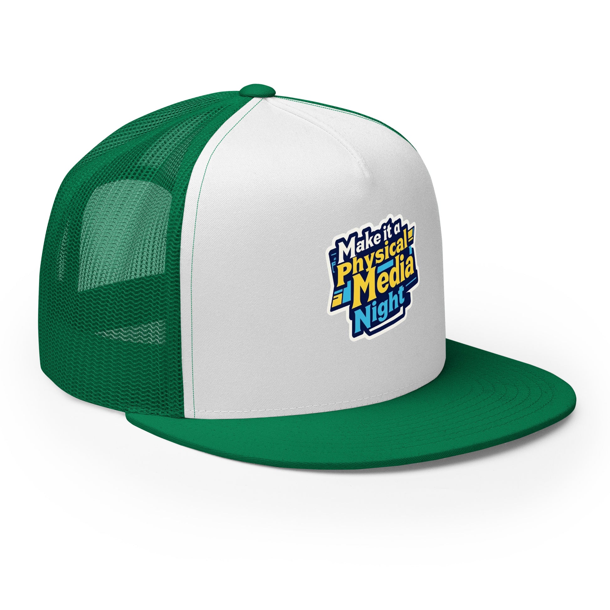 Make it a Physical Media Night Trucker Cap  from Rare Plus Apparel – unique movie & pop culture inspired design.
