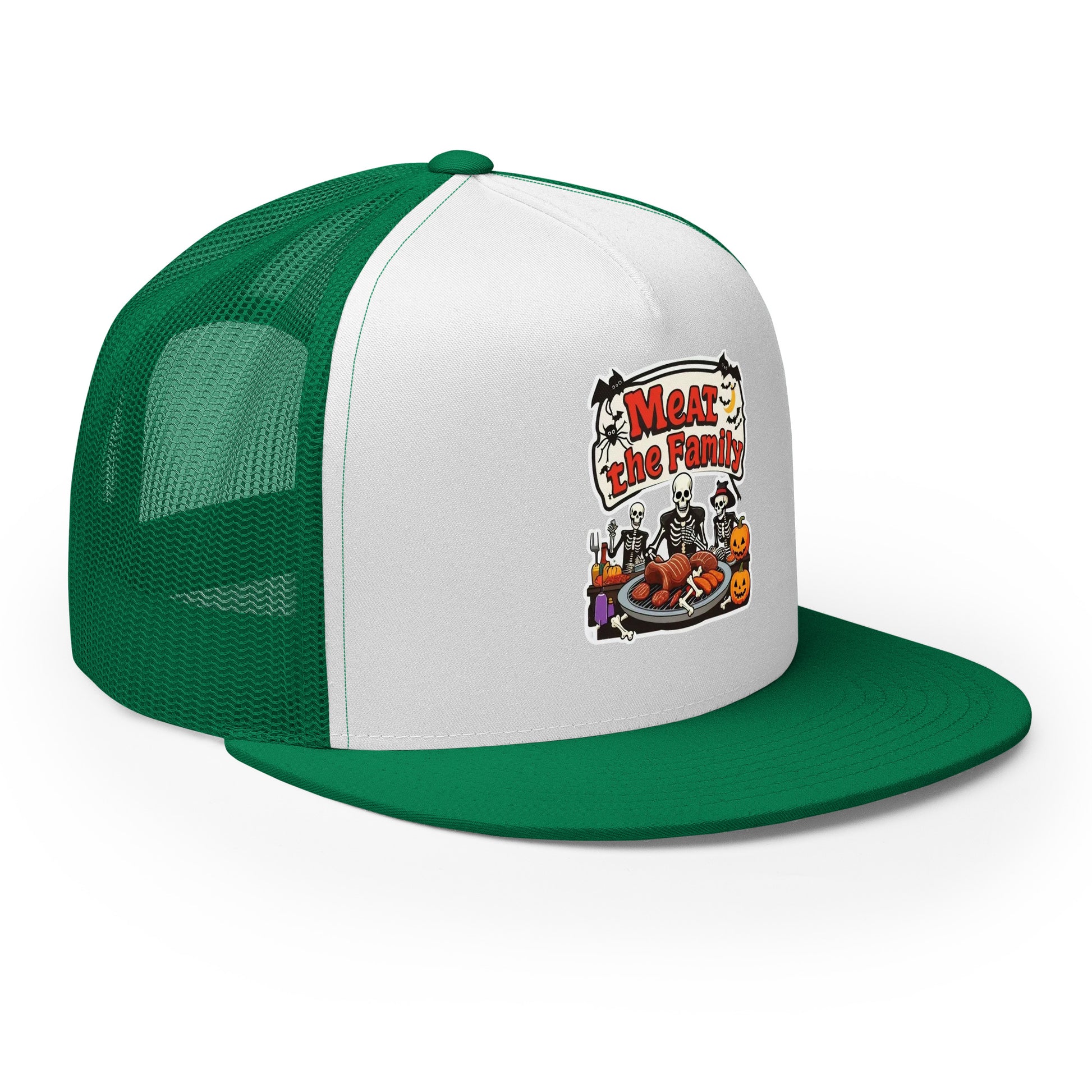 Meat The Family Trucker Cap  from Rare Plus Apparel – unique movie & pop culture inspired design.