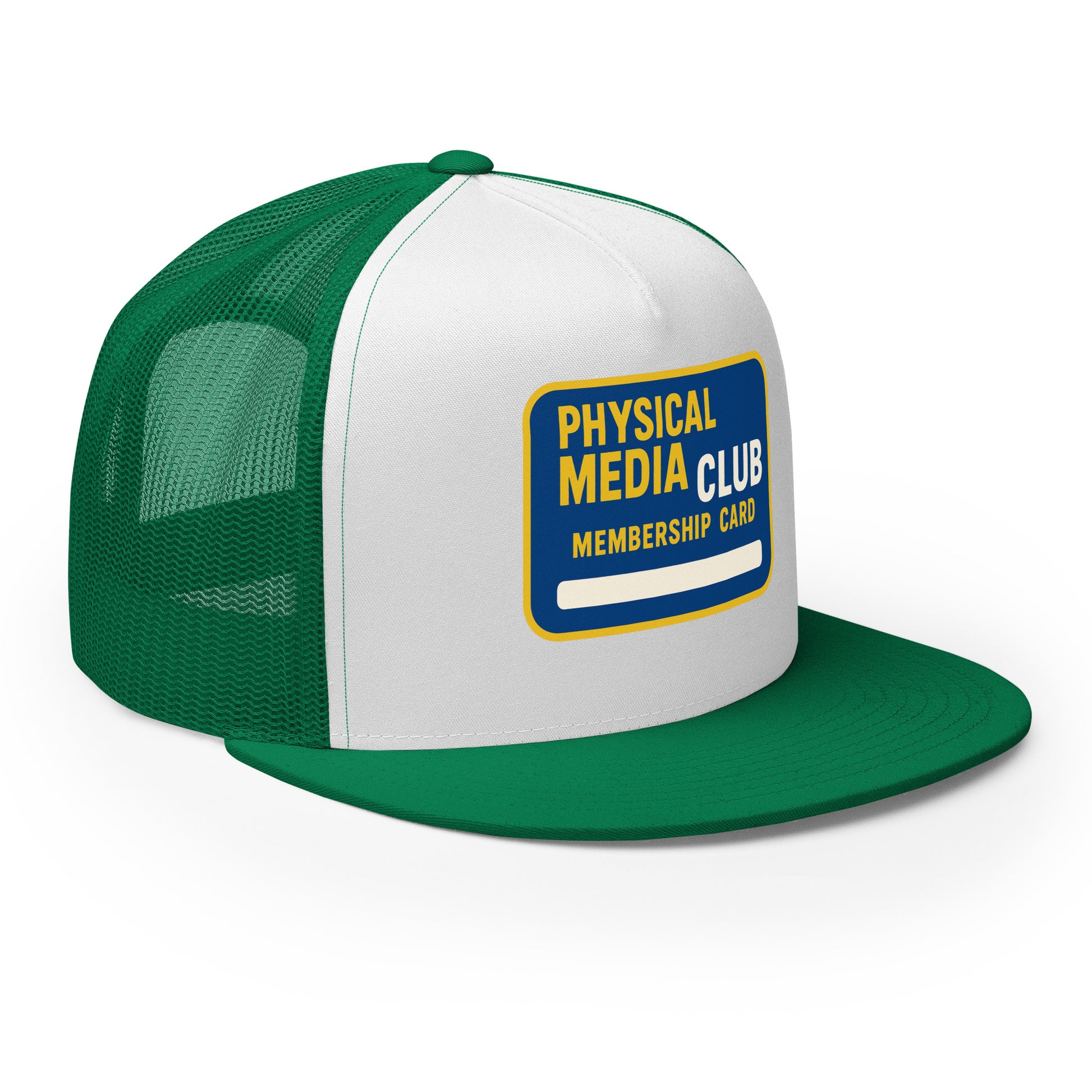 Physical Media Club Trucker Cap  from Rare Plus Apparel – unique movie & pop culture inspired design.