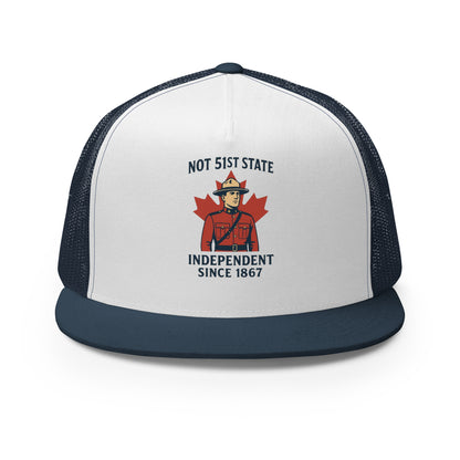 Not 51st State Mountie Trucker Cap  from Rare Plus Apparel – unique movie & pop culture inspired design.