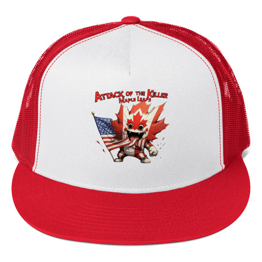 Maple Mayhem Trucker Cap  from Rare Plus Apparel – unique movie & pop culture inspired design.