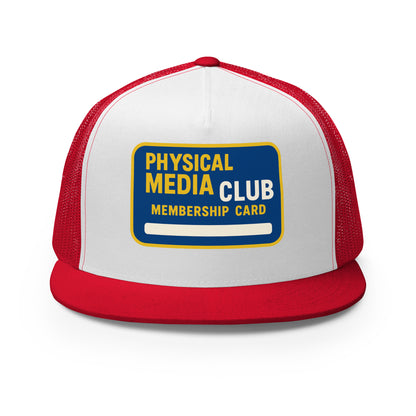 Physical Media Club Trucker Cap  from Rare Plus Apparel – unique movie & pop culture inspired design.