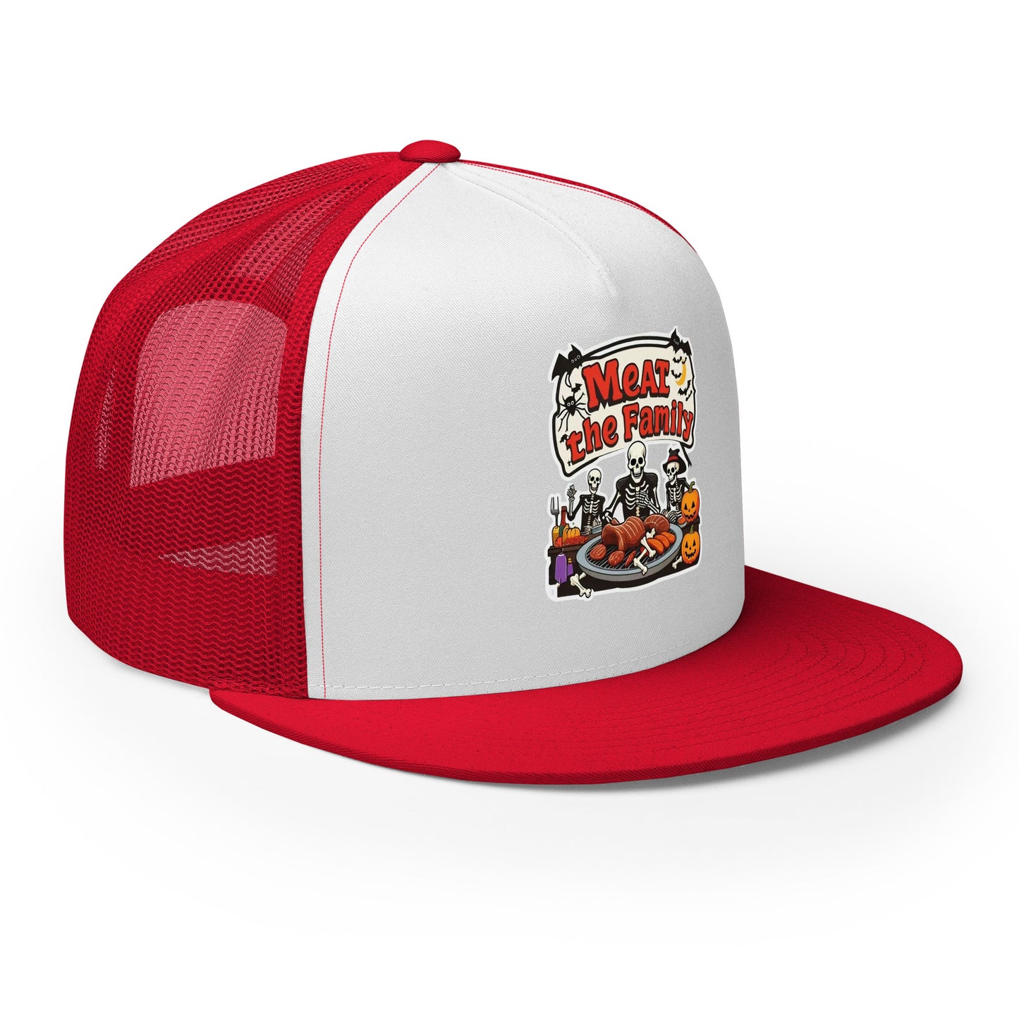 Meat The Family Trucker Cap  from Rare Plus Apparel – unique movie & pop culture inspired design.