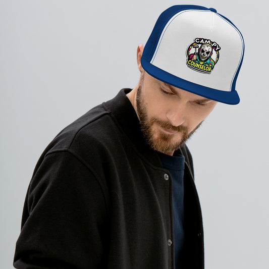 Campy Counselor Trucker Cap  from Rare Plus Apparel – unique movie & pop culture inspired design.