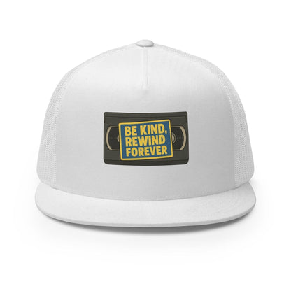 Be Kind, Rewind Forever Trucker Cap  from Rare Plus Apparel – unique movie & pop culture inspired design.