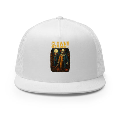 Clowns in a Cornfield Trucker Cap  from Rare Plus Apparel – unique movie & pop culture inspired design.