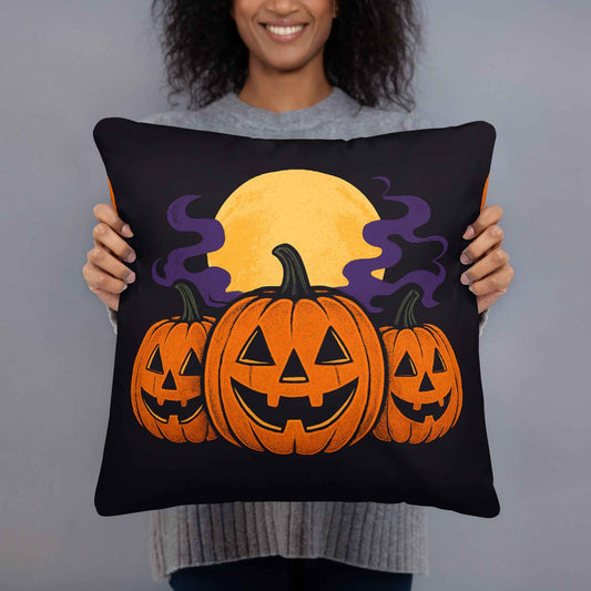 “Midnight Pumpkins” The Jack-O-Lantern Parade Basic Pillow