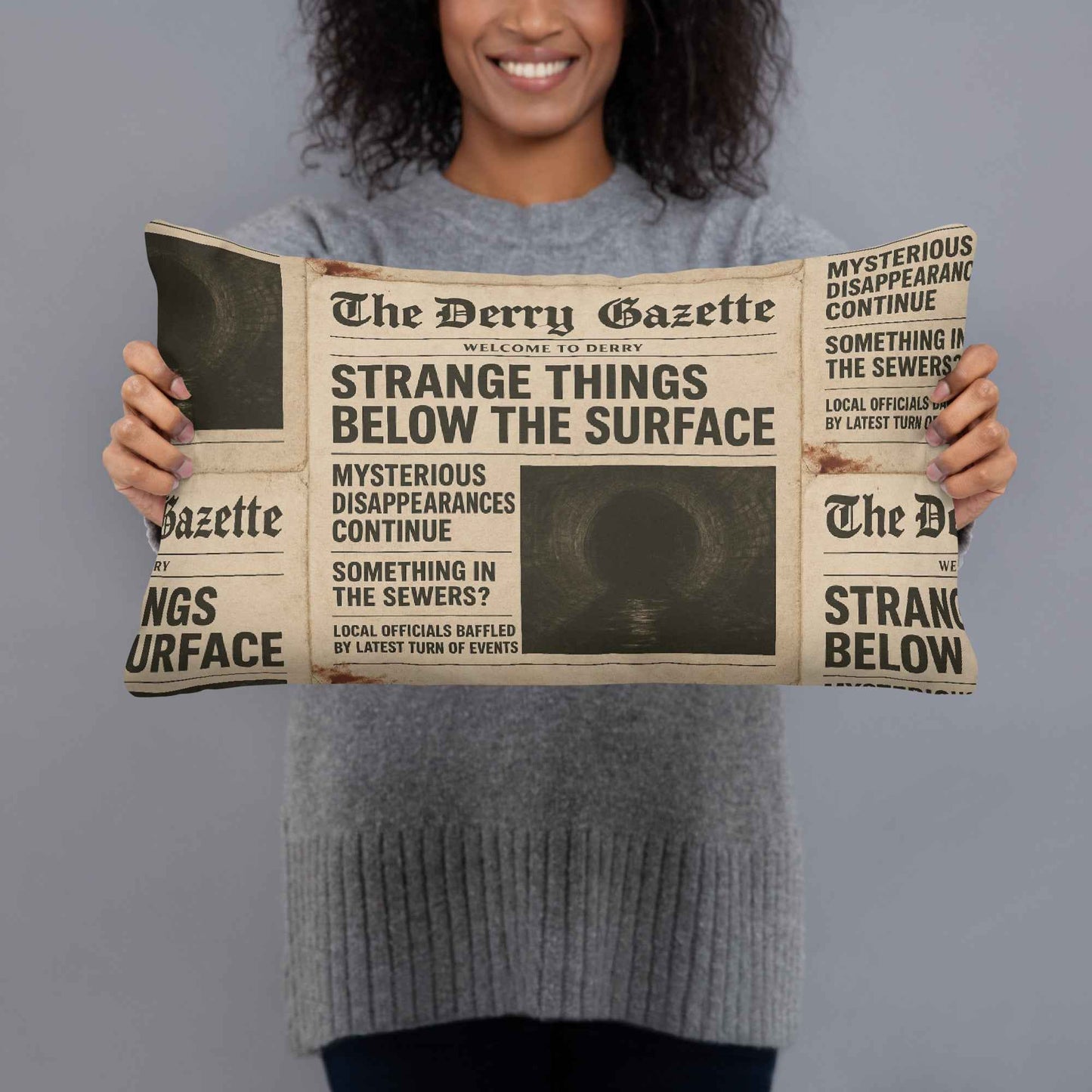 The Derry Gazette “Strange Things Below the Surface” Basic Pillow