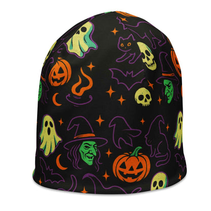 Haunted Halloween Havoc 80s Icon All-Over Print Beanie