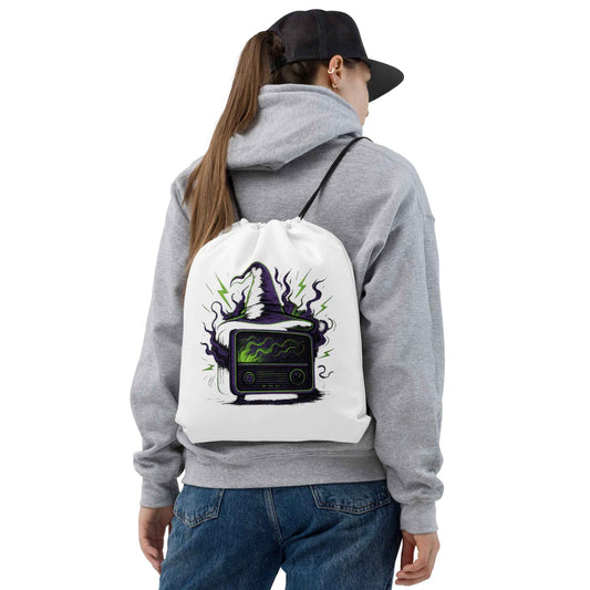 “Witching Hour Radio” Spells, Static & Screams Drawstring bag