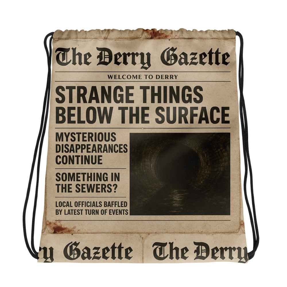 The Derry Gazette “Strange Things Below the Surface” Drawstring bag
