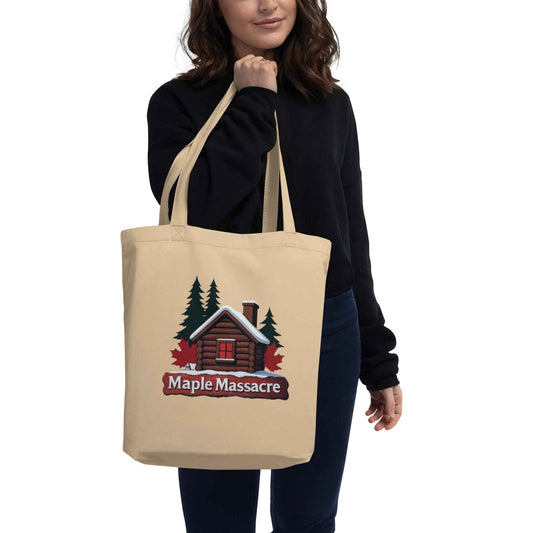 “Maple Massacre” Cabin in the Cold North Eco Tote Bag