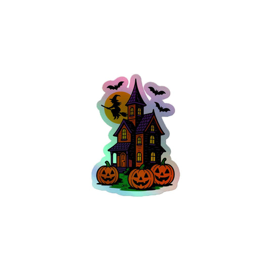 Haunted Halloween House Holographic stickers