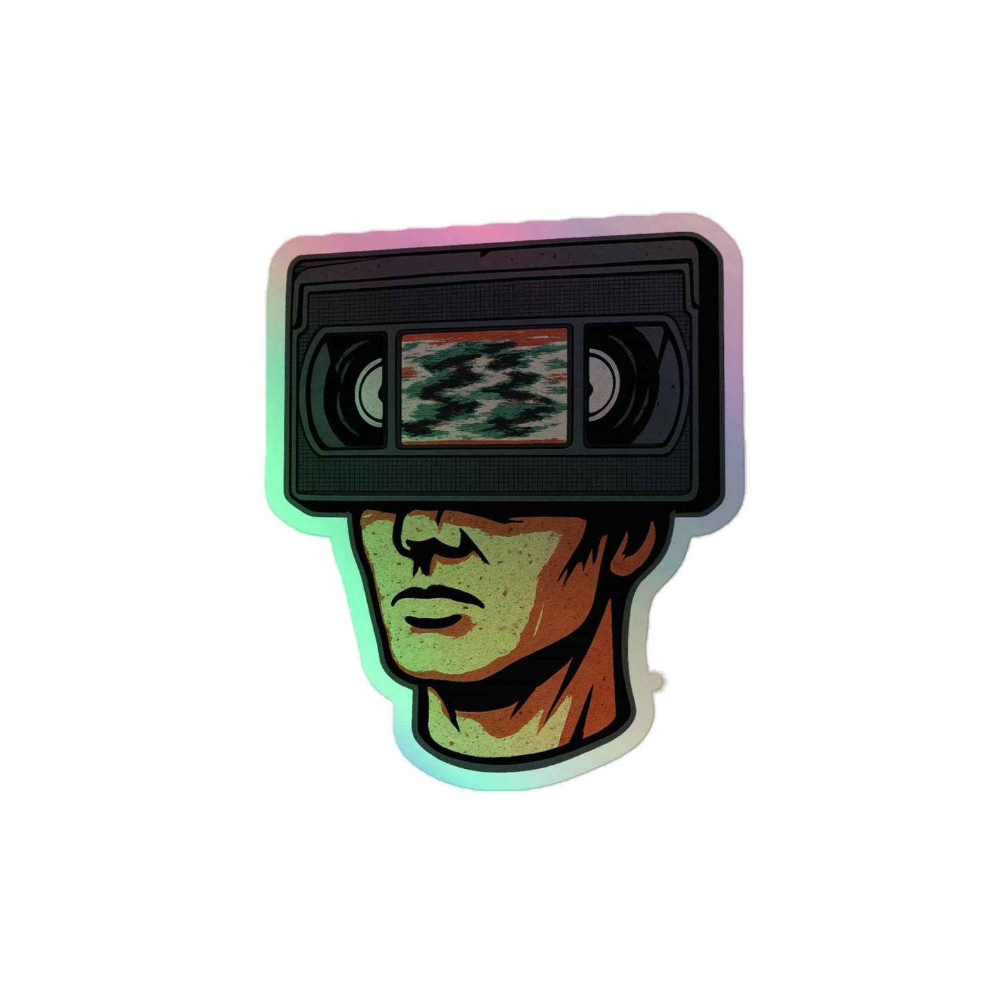 Tape Head Retro VHS Horror Design Holographic stickers